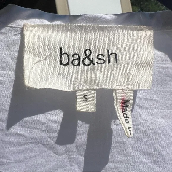 🆕ba&sh Cotton White Mini Dress Smocked Ruffle Hem Summer Casual Boho Chic Size S - Picture 15 of 17